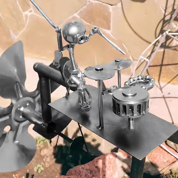 🥁🎸Handmade Metal Rock Band Windmill✨(Includes a 70CM Bracket)