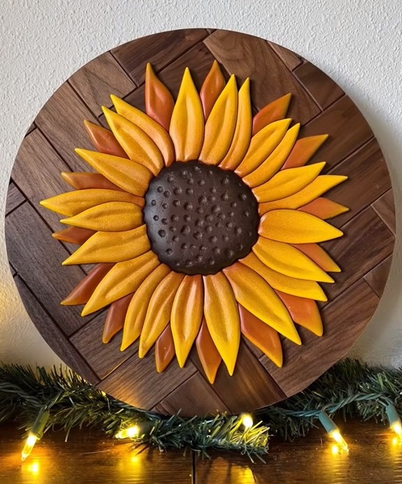 <strong>Handmade</strong> Sunflower Wooden Wall Ornament