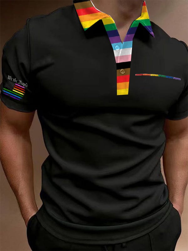 Men's Gay Month Printed Casual Polo Shirt