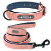 Personalized, Custom Engraved Leather Dog Collar & Leash Set