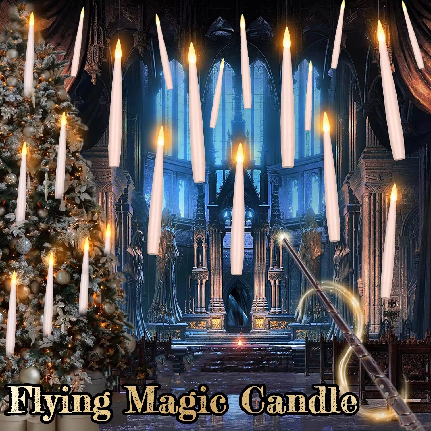 Floating Candles with Magic Wand Remote