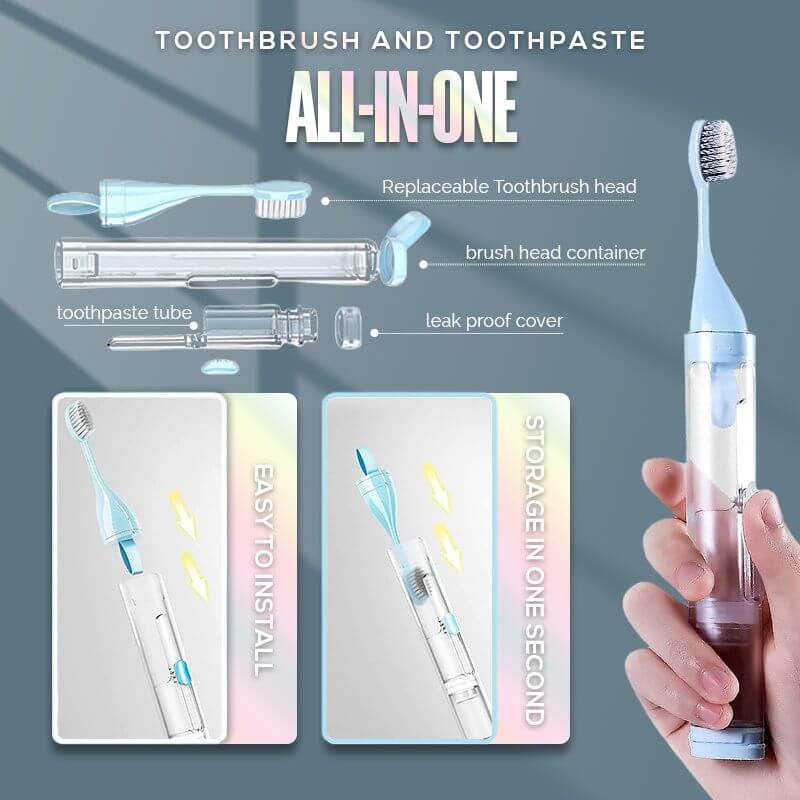 Mega Sale 50% OFF💥Travel Toothbrush W/ built-in Toothpaste Tube