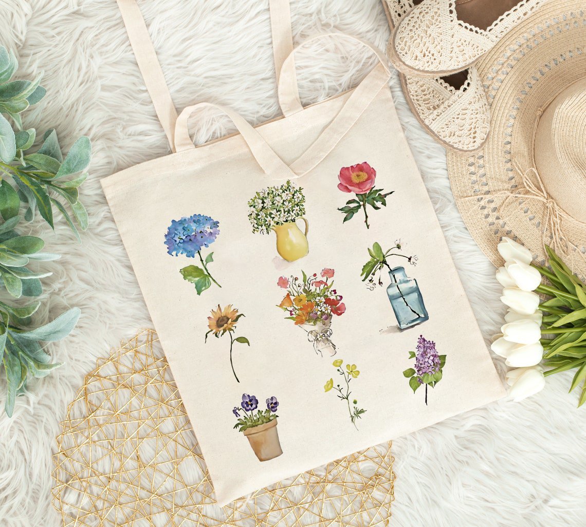 𝙊𝙏𝙀𝙃® Watercolor Canvas bag-Flowers Collection