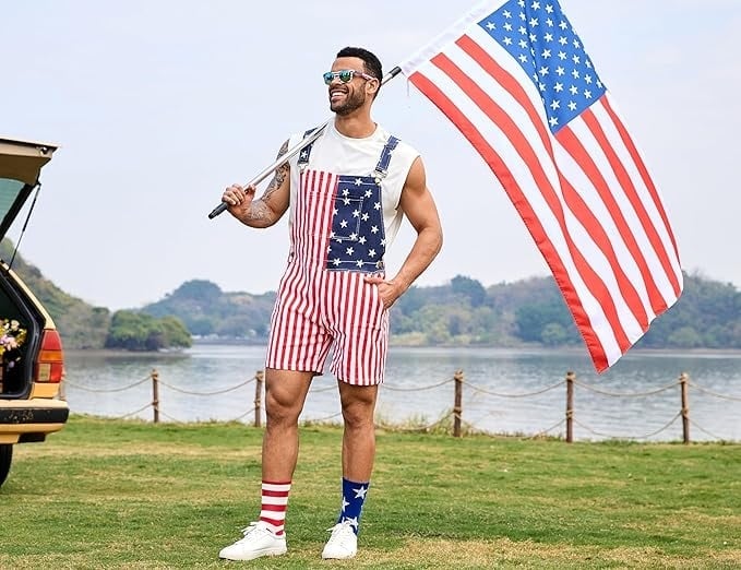 🎁TikTok Last Day Sale - 70% OFF🎉Festival Bib Overalls for Men Shorts Jumpsuit Adjustable Straps