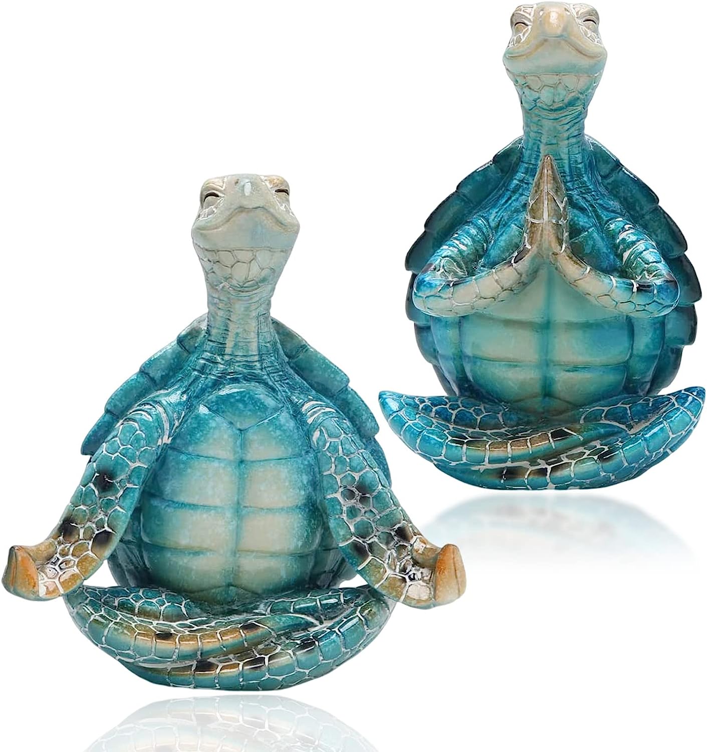 2 Pcs Sea Turtle Meditating Yoga Figurines