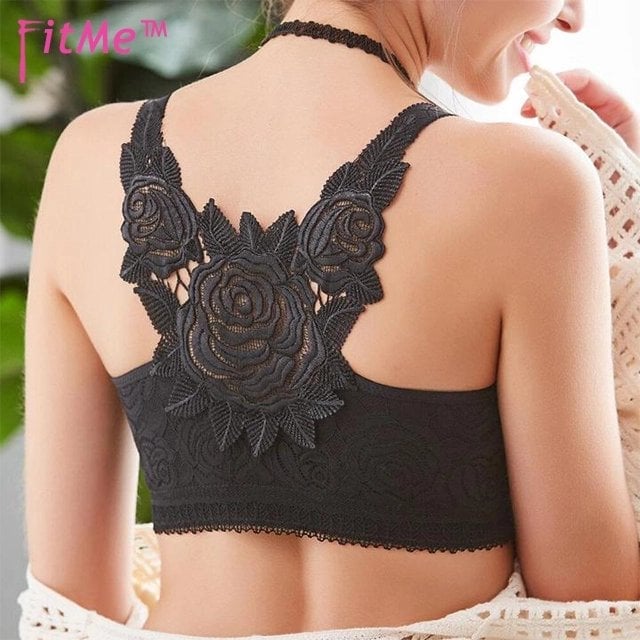 🔥Rose Embroidery Front Closure Wirefree Bra