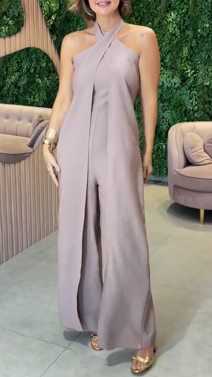 Women Often Wear Split Fake Two-piece Temperament Jumpsuit