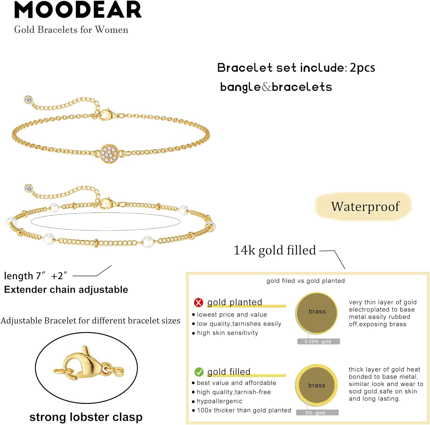 Moodear Gold Bracelet for Women 14K Real Gold Bracelet Sets for Women Dainty Snake Chain Bracelet Adjustable Cuban Link Bracelet for Women Cuff Bangle Gold Stackable Bracelets for Womens Jewelry Sets