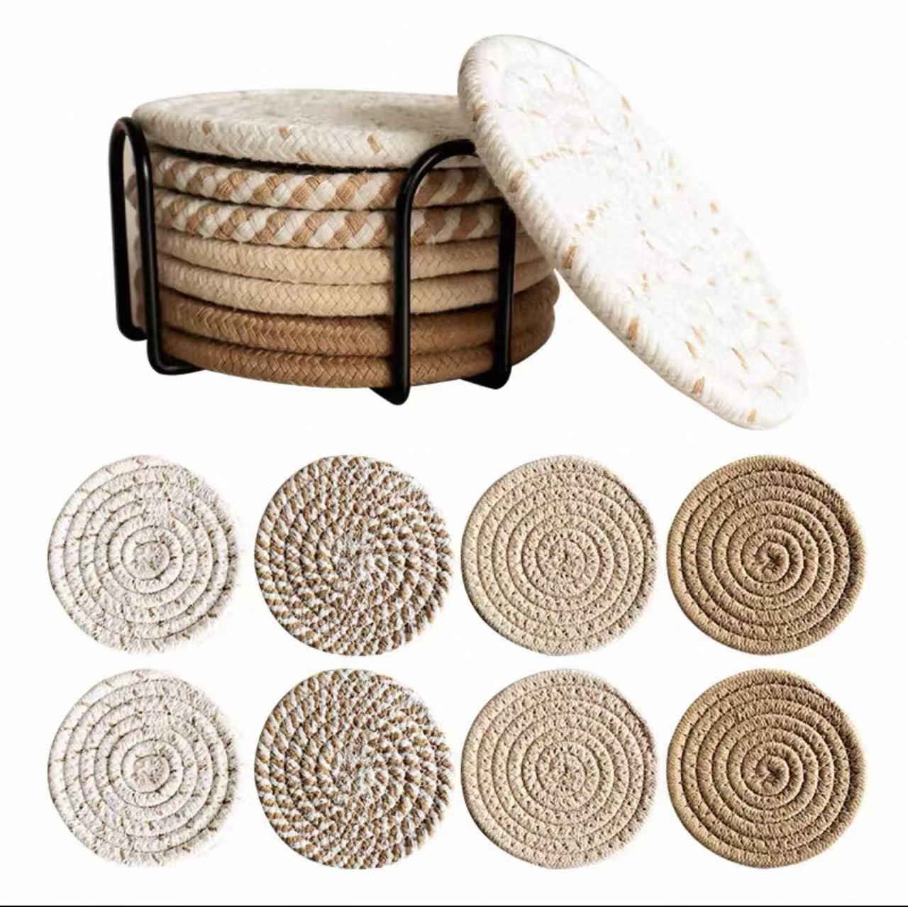 Handmade pure cotton knitted coasters
