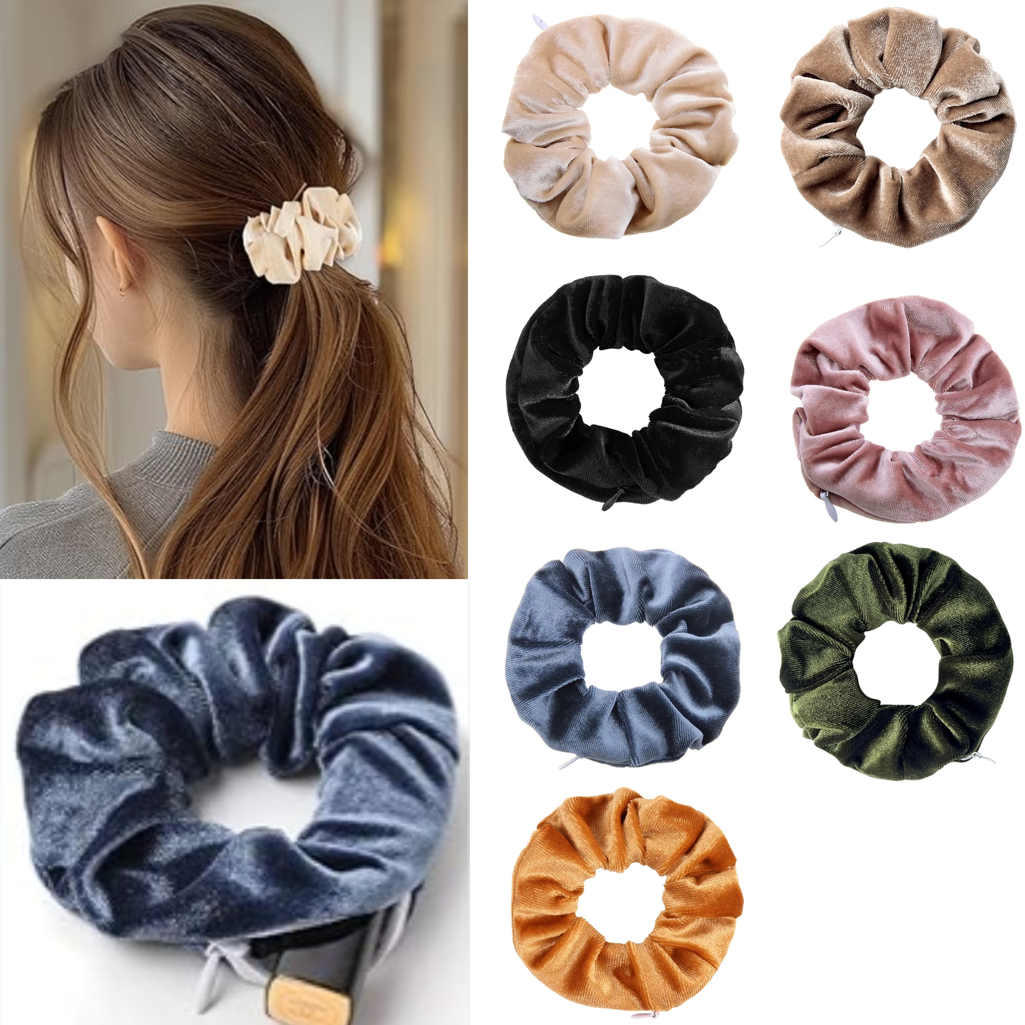 🎄TikTok Christmas Sale -70% OFF✨Velvet Hair Ties With Zipper