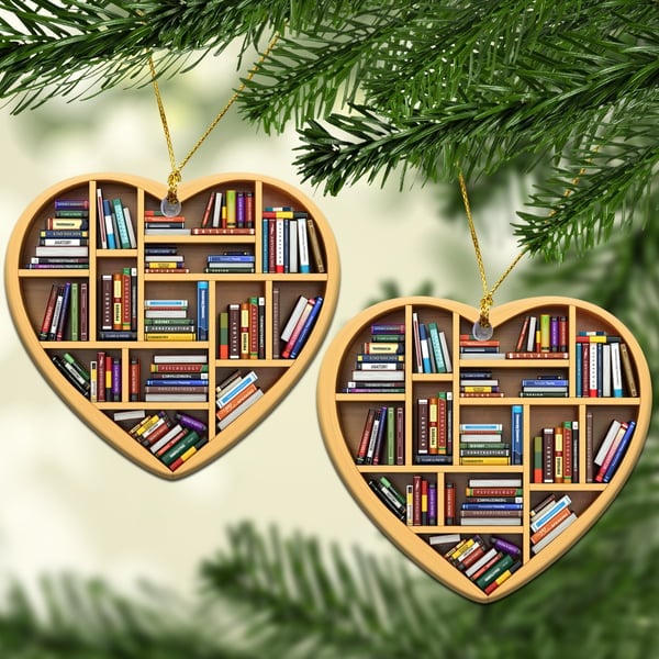 (🎄EARLY CHRISTMAS SALE - 50% OFF) 🎁💝Book Lovers Heart Ornament(2D Flat)