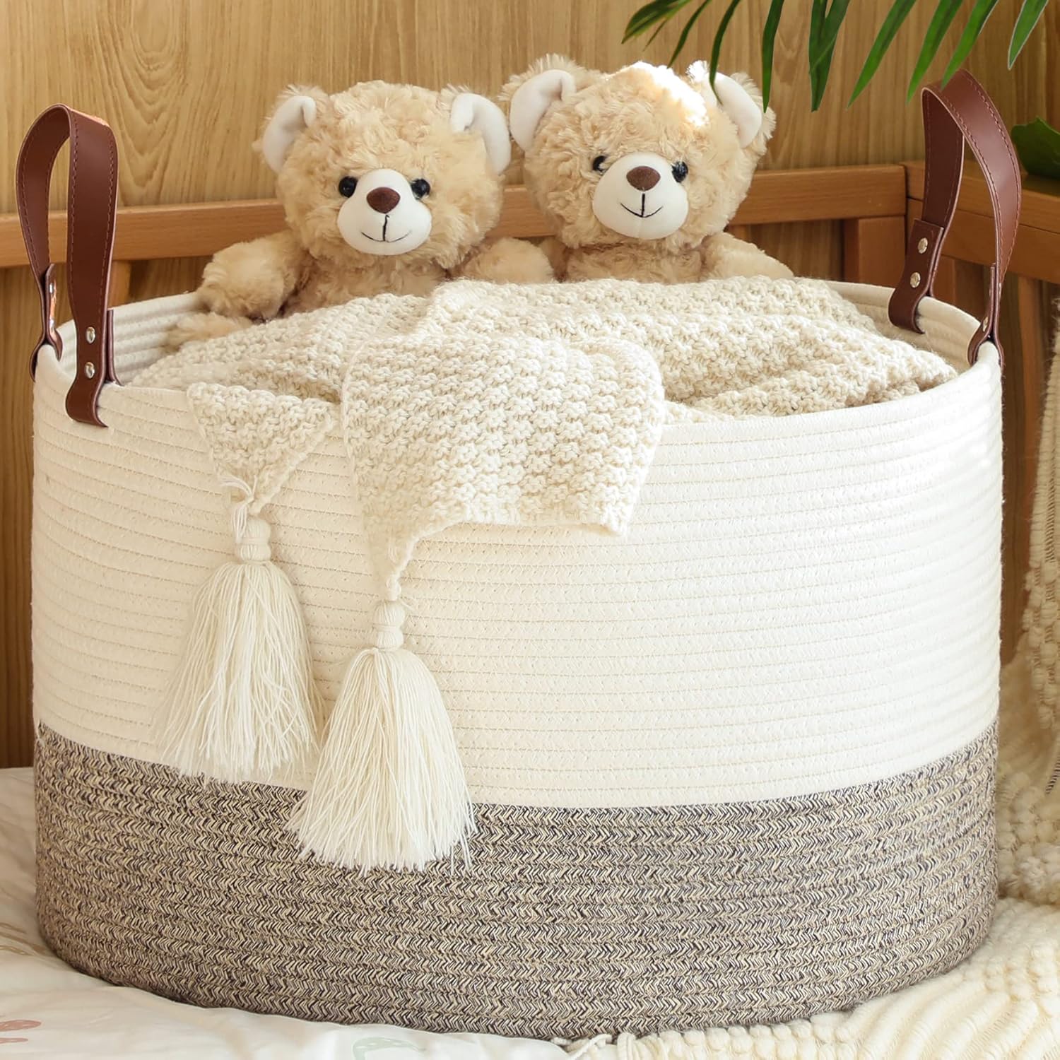 KAKAMAY Large Blanket Basket (20