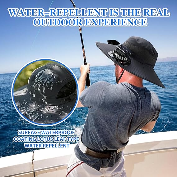 🔥Father's Day Sale 70% OFF - Wide Brim Solar Fan Outdoor Fishing Hat-Solar & USB Charging