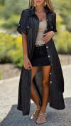 Women's Casual Lapel Single-breasted Long Shirt