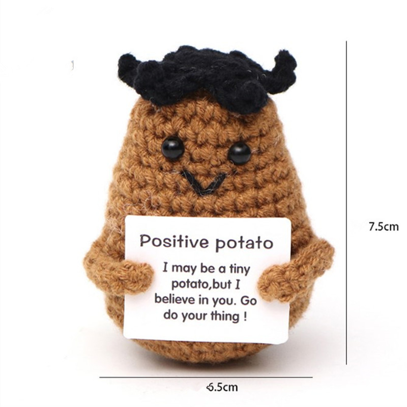 The cutest little crochet potato with a positive message.