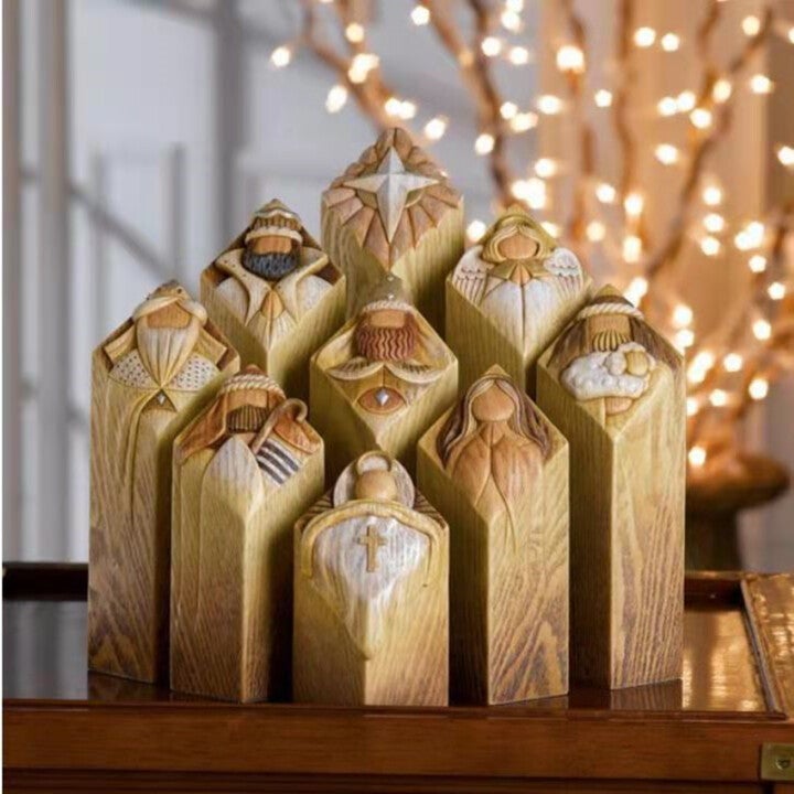🎅EARLY XMAS SALE 49% OFF🎁Heaven Pillar Statues-9pcs Heaven Nativity Tree Pillar Statues🔥NOW Free Shipping