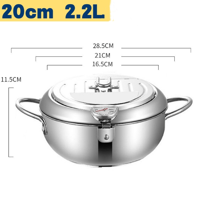 🔥LAST DAY 49% OFF🔥 -Stainless Steel Frying Pot with Thermometer and Oil Drip Drainer Rack🎉FREE SHIPPING