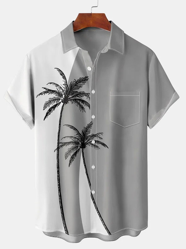 Colored Coconut Tree Print Beach Shirt