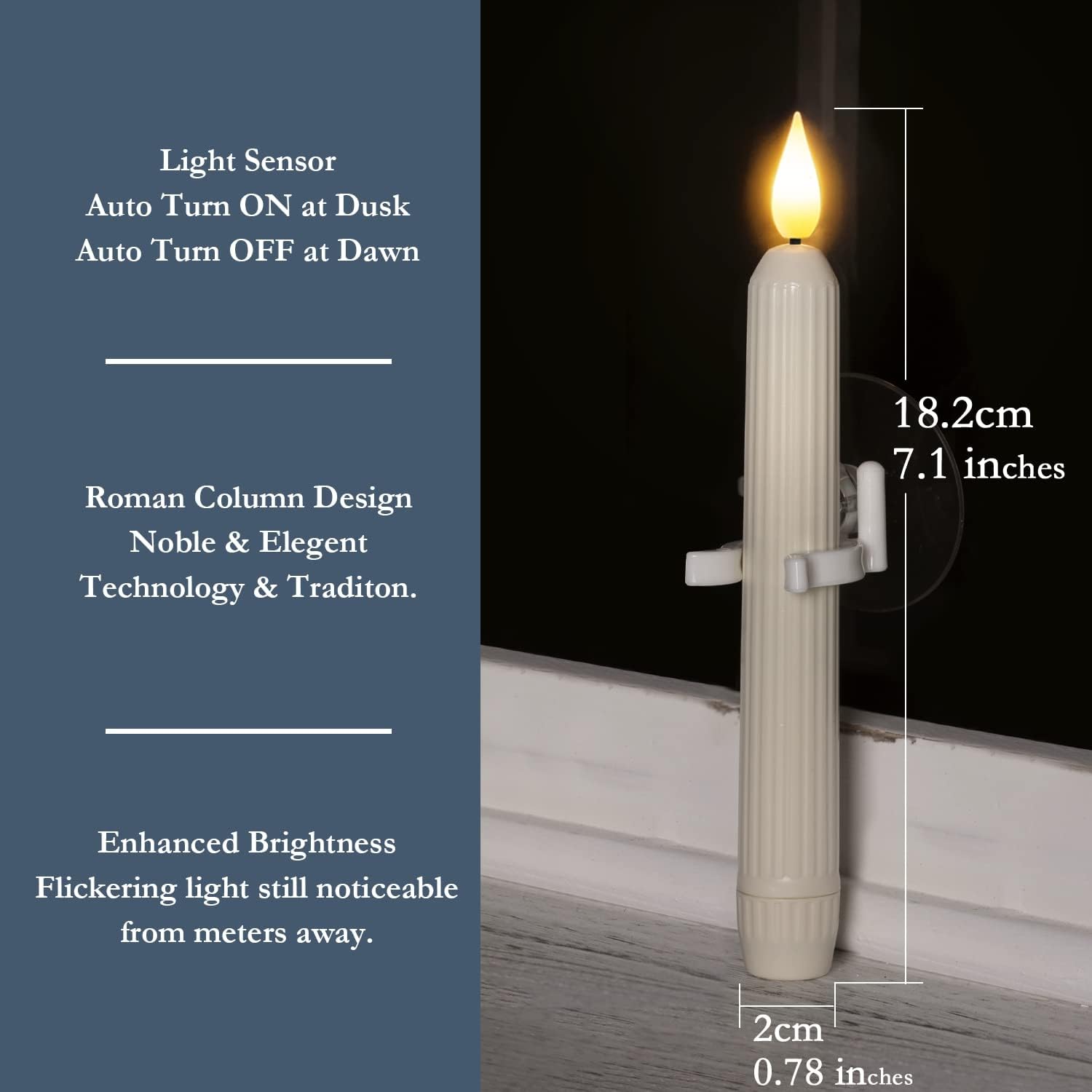 🎄CHRISTMAS ON SALE🔥Window Flameless Led Taper Candles with Sensor Dusk to Dawn