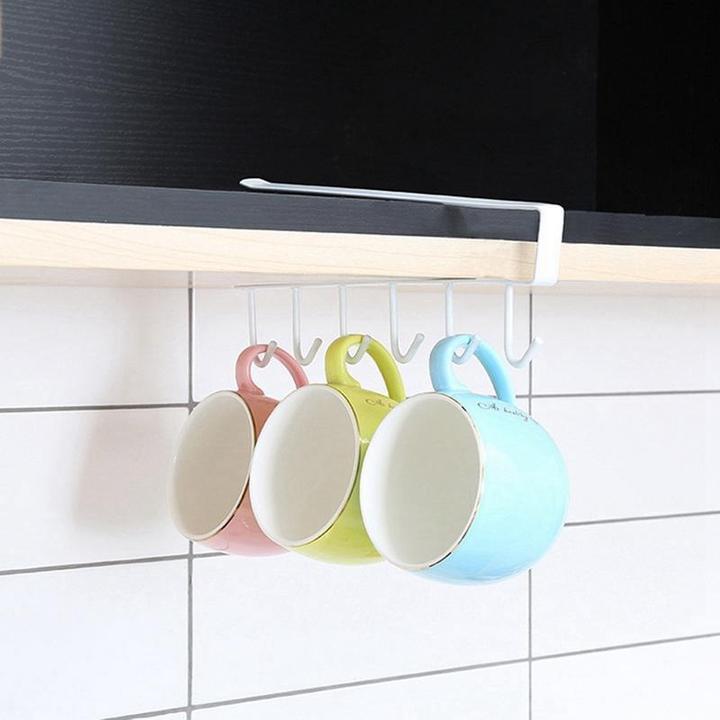 (New Year Sale- Save 50% OFF) Under-Cabinet Hanger Rack (6 Hooks)- Buy 2 Get Extra 10% OFF