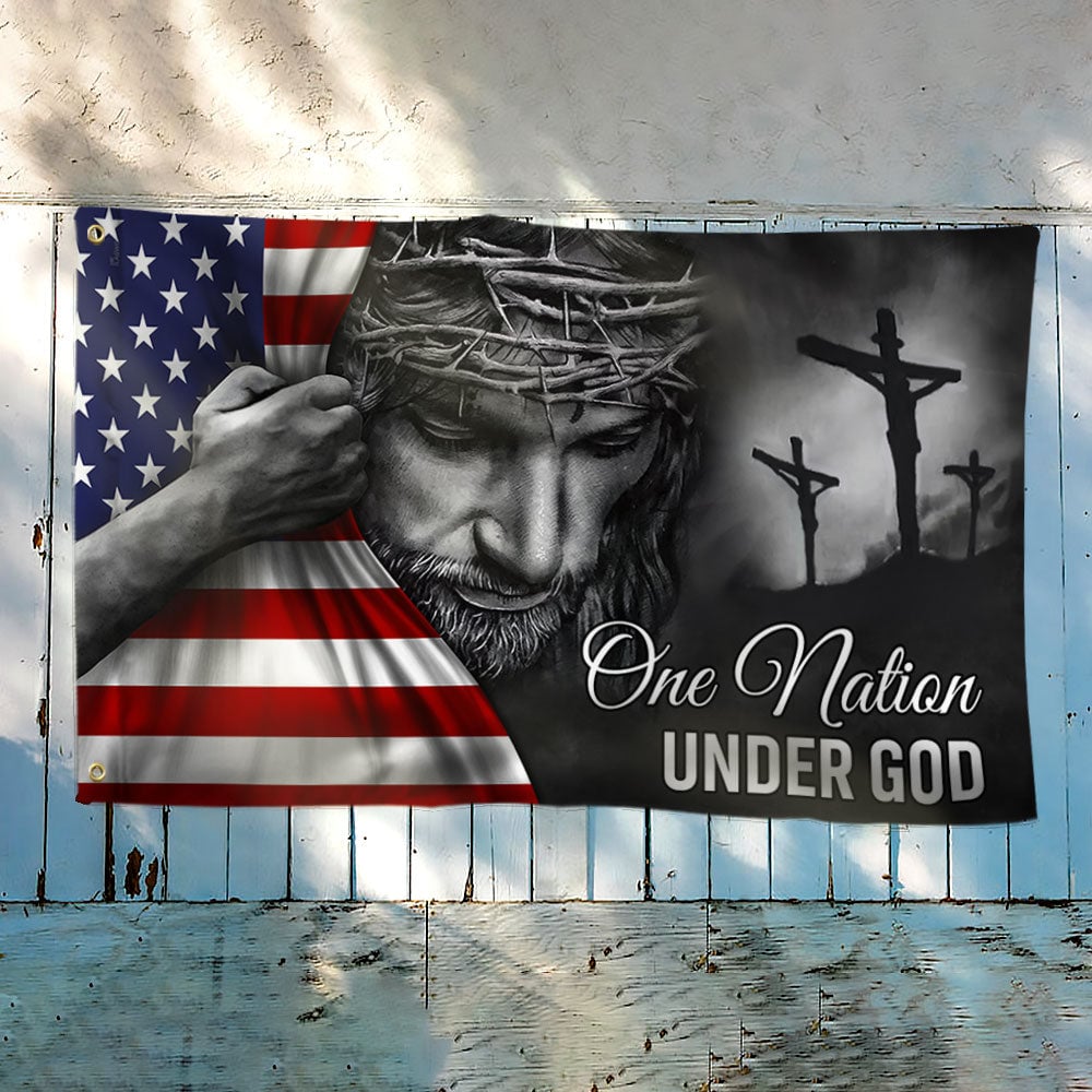One Nation Under God Jesus Flag - Patriotic Grommet Flag Gift for Faithful Hearts & Home Decor