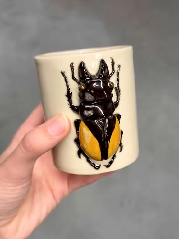 Ceramic Bug Mug – 3D Stag Beetle Design