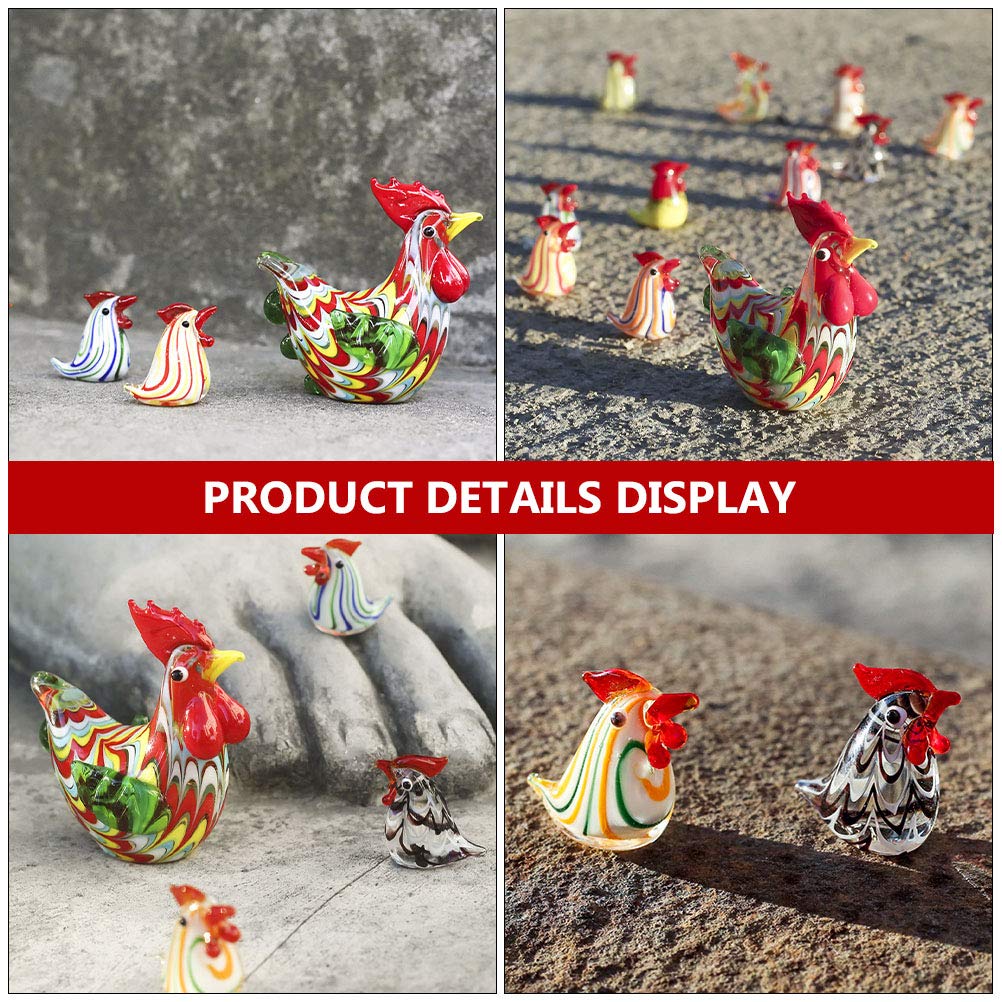 Glass Rooster Chicken Figurines