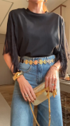 Women's Round Neck Fringe Stitching Casual Top