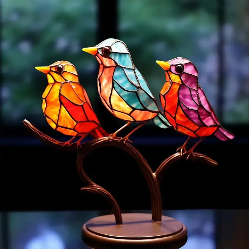 🔥Last Day 50% OFF🎉Birds on Branches Stained Glass Ornaments