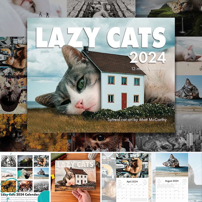 (🌲Christmas Sale- 50% OFF) LAZY CAT CALENDAR 2024, Cat Wall Calendar, Original Cat Art