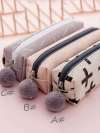 Pom Pom Decor Pencil Case 1pc