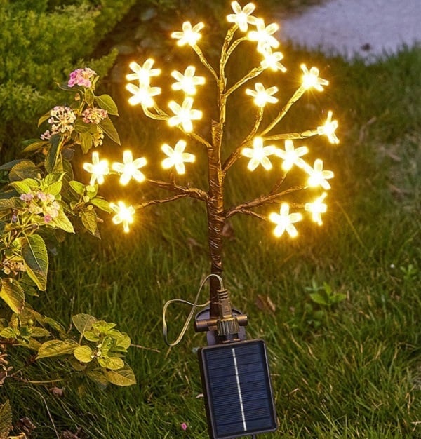 Outdoor Waterproof Cherry Blossom  Multicolor Solar Garden Lights