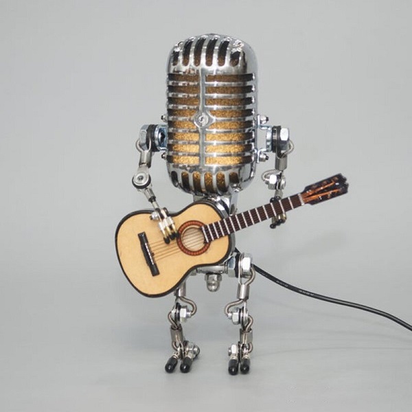 Steampunk Metal Microphone Robot Table Lamp - BUY 2 FREE SHIPPING