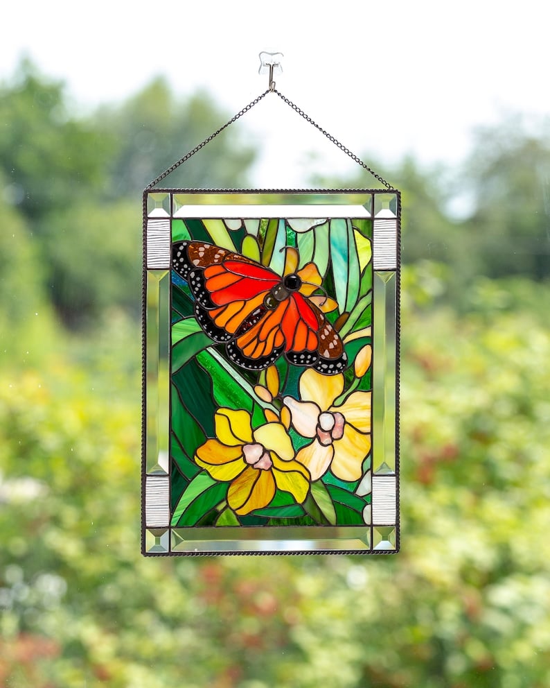 🎉Cardinal Stained Glass Window Panel🦜🦜