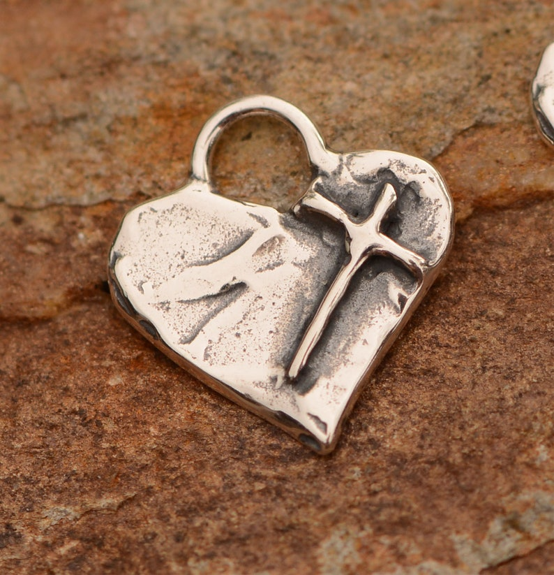 ✝️100% Handgefertigtes Sterling Silber Herz mit Kreuz(Handmade®)