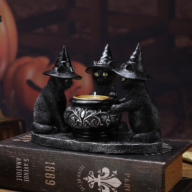 🔥Halloween Hot Sale - 49% OFF!!!🕯️Ghost Wizard Magic Cat Candlestick