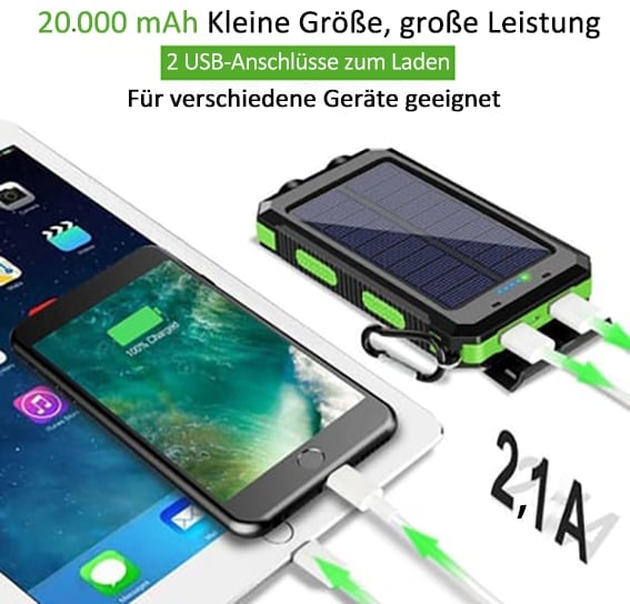 📢🔥Letzter Tag 49 % RABATT🔥Wasserdichte Solar-Powerbank