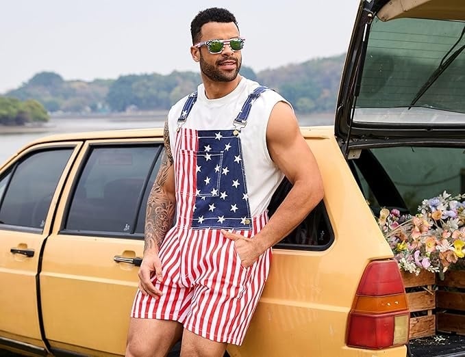 🎁TikTok Last Day Sale - 70% OFF🎉Festival Bib Overalls for Men Shorts Jumpsuit Adjustable Straps