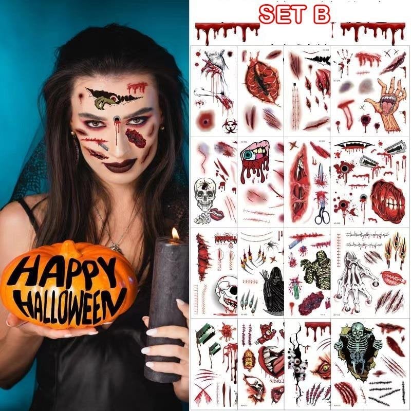 🎃HALLOWEEN PRE SALE - 49% OFF🎃-Halloween Prank Makeup Temporary Tattoo😈