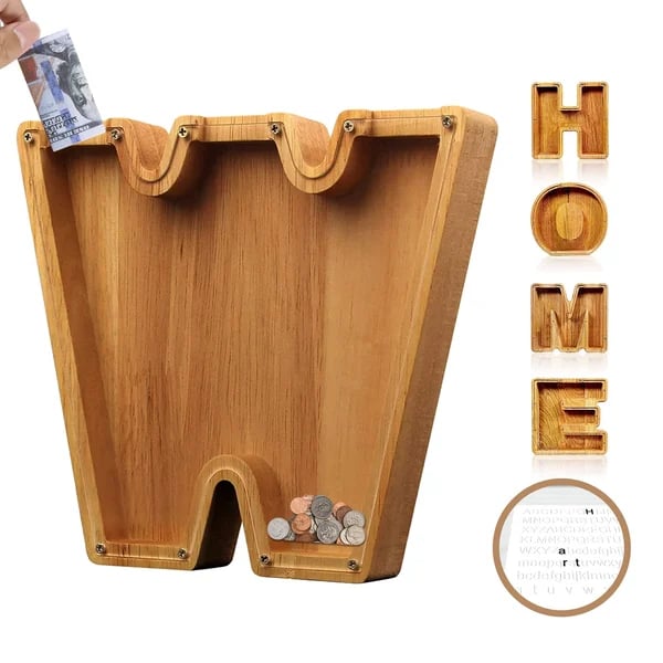 (🔥Last Day Promotion- SAVE 70% OFF)Large Personalized Wooden Alphabet Piggy Bank-Buy 2 Get VIP Shipping