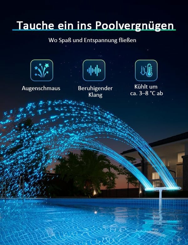 ✨Letzter Tag 49 % Rabat🔥Solar-Poolbrunnen mit Doppelbogenbeleuchtung