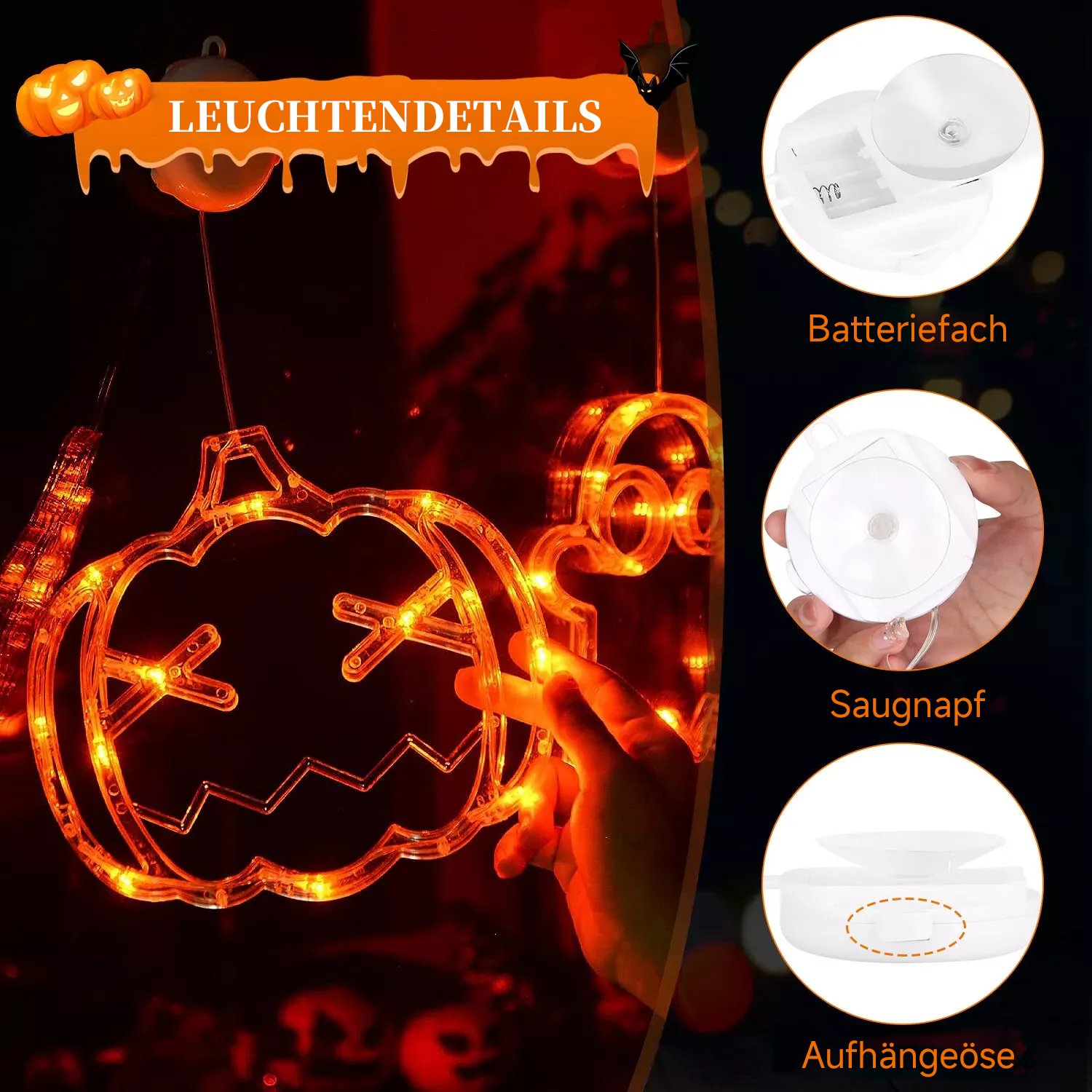 🎃2025 NEU Halloween👻Fensterleuchten mit Saugnapf