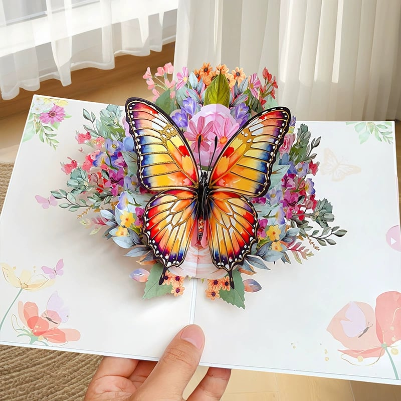 Last Day 49% OFF🦋Vibrant 3D Butterfly & Daisy Pop-Up Greeting Card