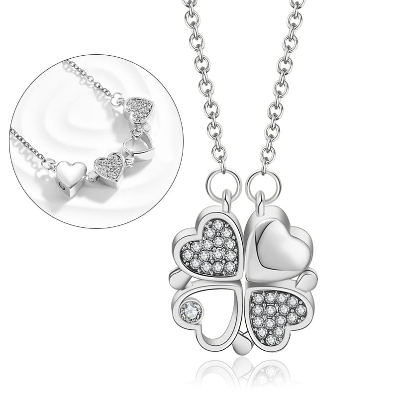 💖2024 Valentine's Day Sale - Lucky Heart S925 Sterling Silver Necklace WITH SIX ROSES🍀