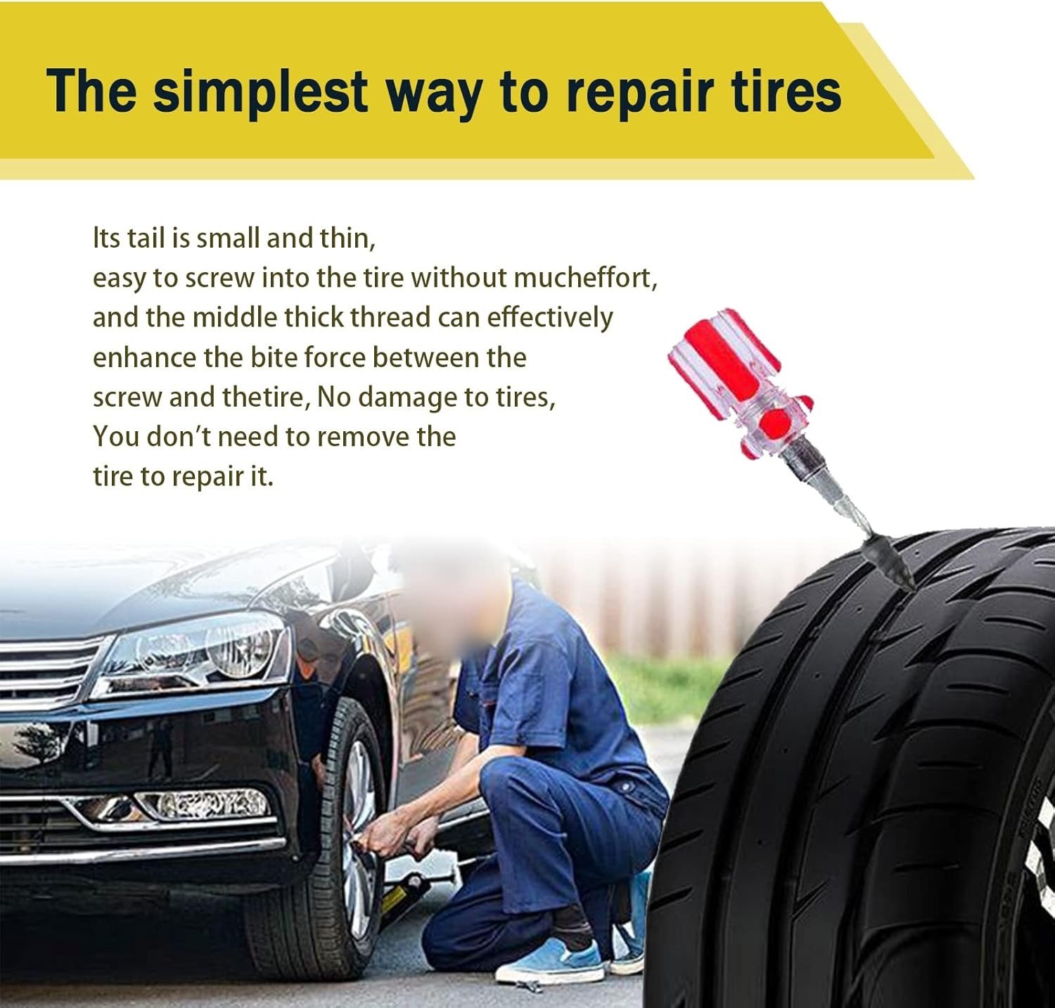 🎁TikTok Last Day Sale - 70% OFF🔥60PCS Tire Repair Rubber Nails Kit✨