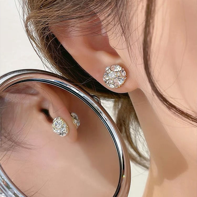 Shiny Crystal Magnetic Stud Earrings for Women Non-piercing