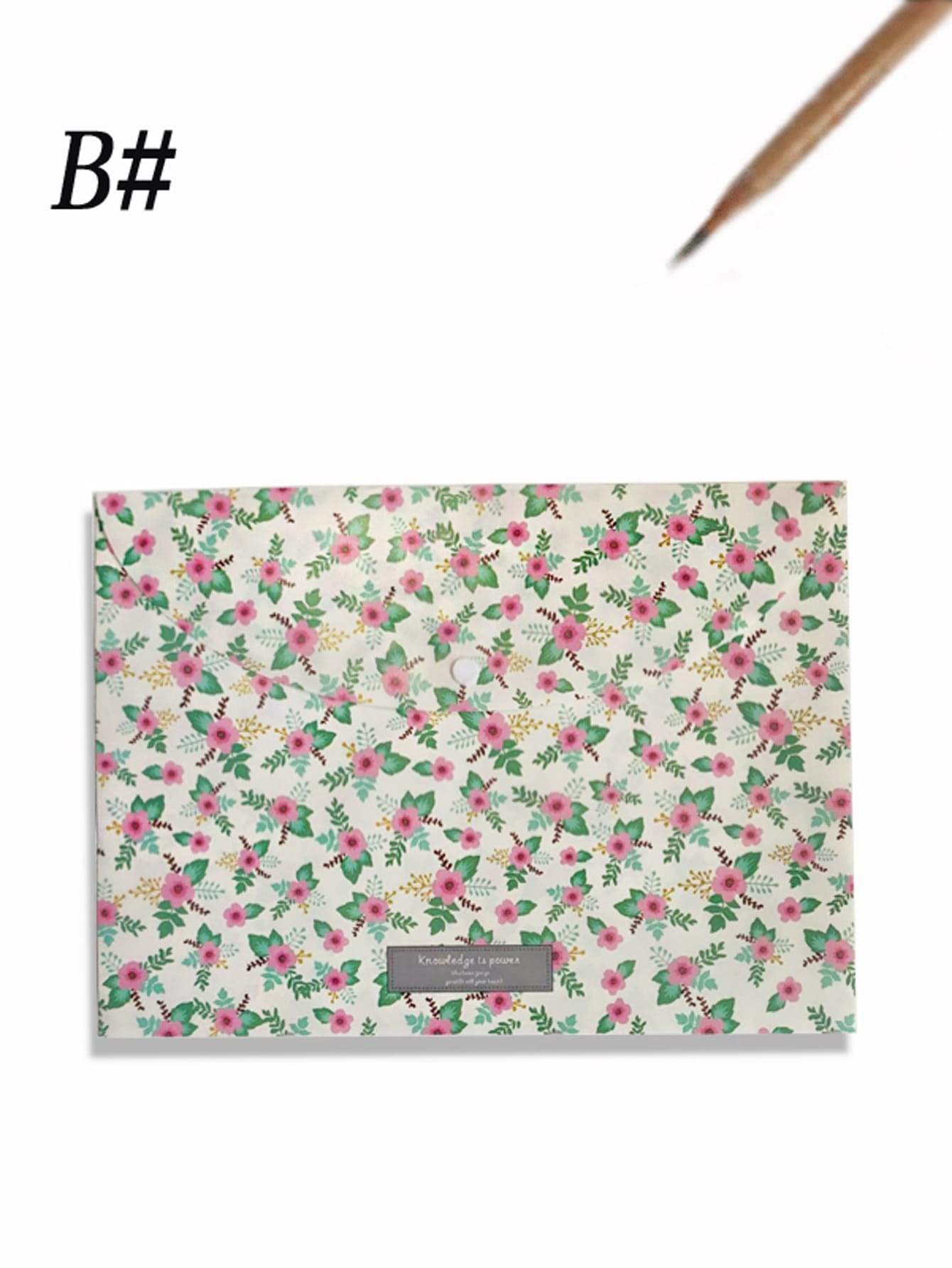 Floral Overlay Print File Bag 1pc