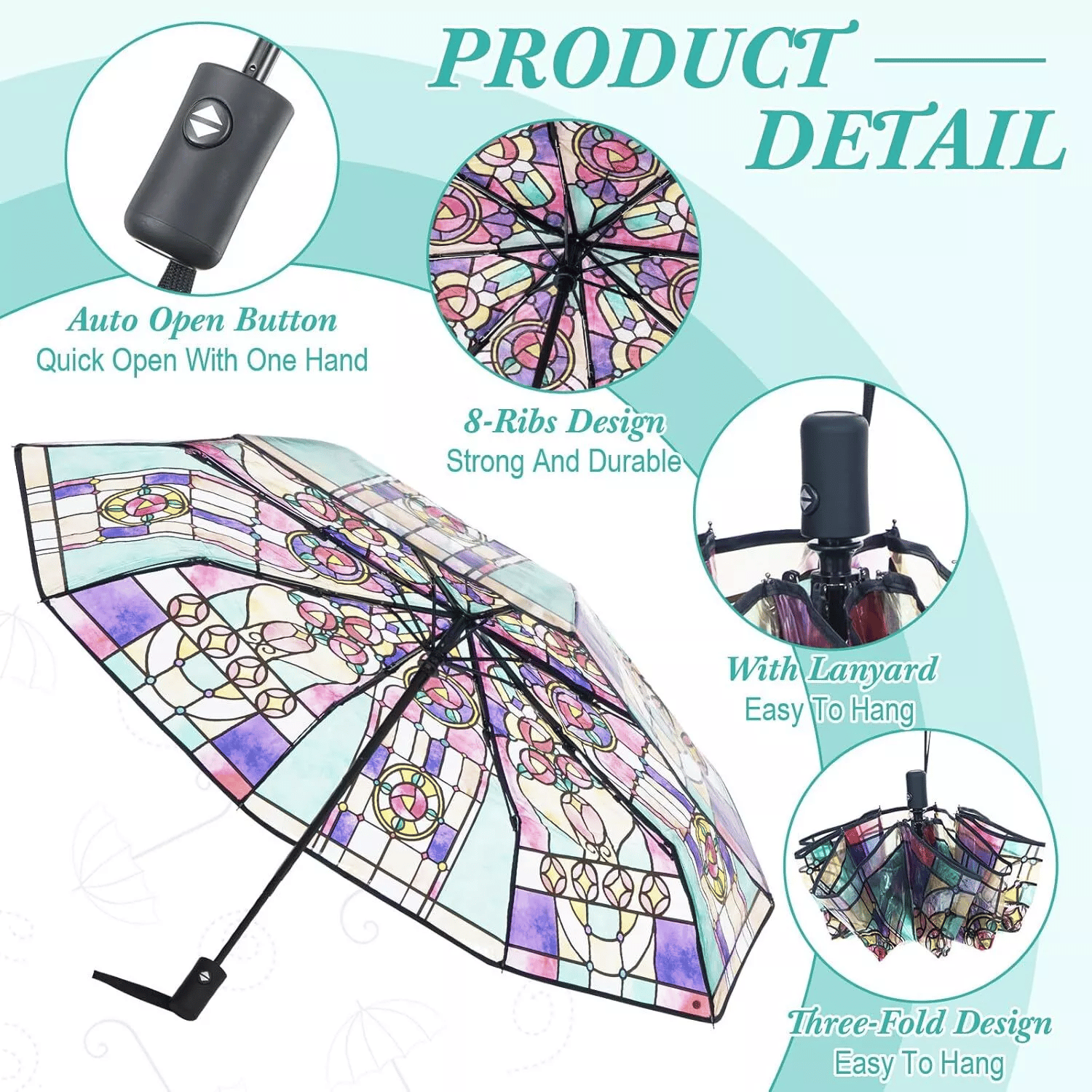 🔥Hot Sale 60% OFF ☔Vintage Stained Automatic Umbrella
