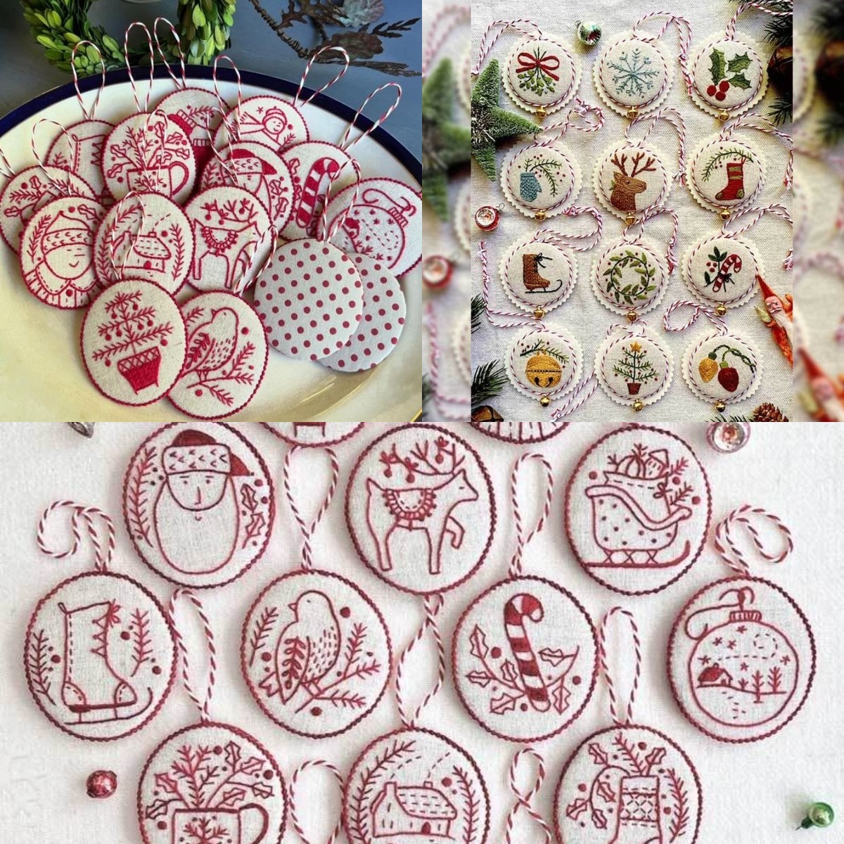 (🌲Early Christmas Sale- 49% OFF) Jolly and Bright Hand Embroidery Christmas Ornaments kit