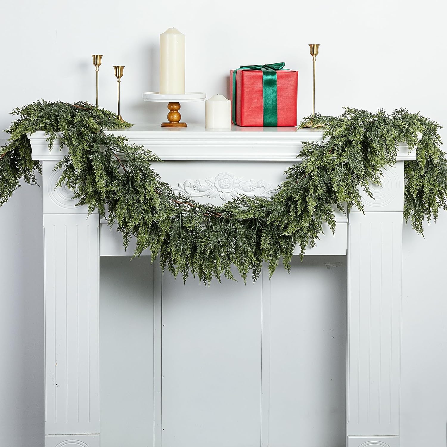🎁TikTok Last Day Sale - 70% OFF🔥6 Ft 2Pcs Realistic Artificial Cedar Pine Garland